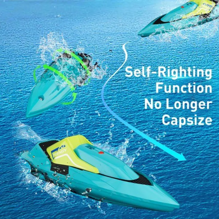 Barco de controle remoto azul 4DRC S5 para piscinas e lagos 2,4 GHz 20 + MPH barco de corrida bateria recarregável alarme de bateria fraca