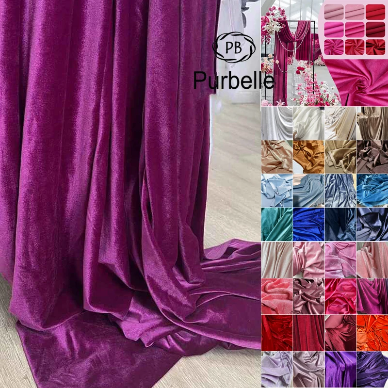 Tela de terciopelo púrpura, rojo y rosa para fondos de vestido Formal, decoración para fiesta de boda, cortina de tela, Material artesanal hecho a mano