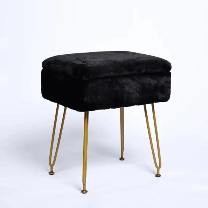Modern Multifunctional Storage Velvet Fabric Vanity Stool Chair Ottoman for Bedroom Living Room Hotel Apartment