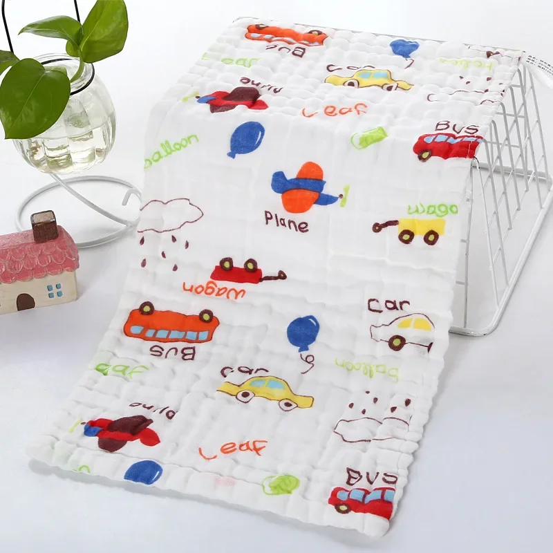 1/2/3pcs 25x50cm Highdensity 6-layer Gauze Baby Square Towel Absorbent Cartoon Kids Towel Newborn Baby Saliva  Child Towel 1pc