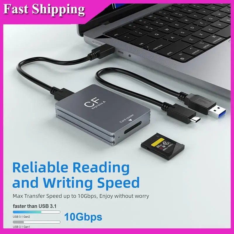 

Sensitive Cfexpress Type A Card Reader из алюминиевого сплава USB 3.2 10 Гбит/с Cfexpress Reader с кабелем USB C к USB C/USB A
