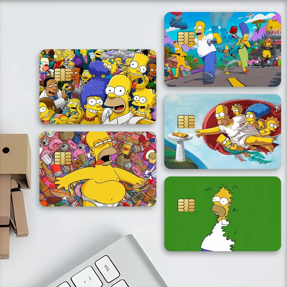 Cartoon The S-Simpsons-S Credit Decorative Card Stickers Suitable For Bank Cards Metro Transit Anti-scratch Gift 4PCS
