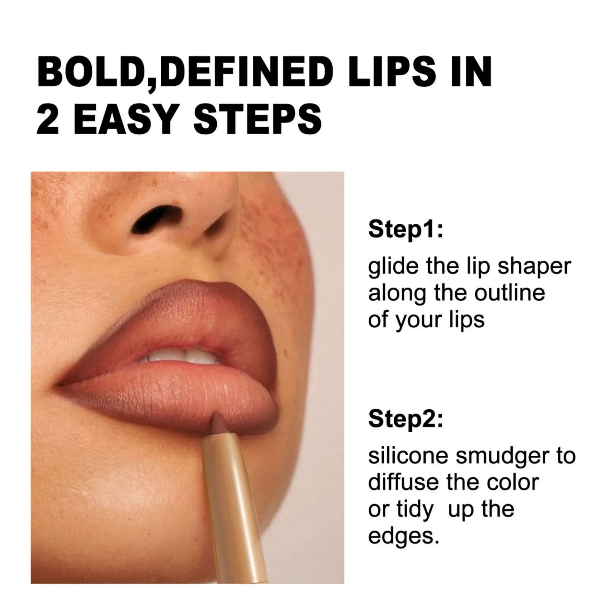 HANDAIYAN-Lápiz delineador de labios de rotación automática, doble cabezal, duradero, resistente al agua, fácil de colorear, delineador de labios mate