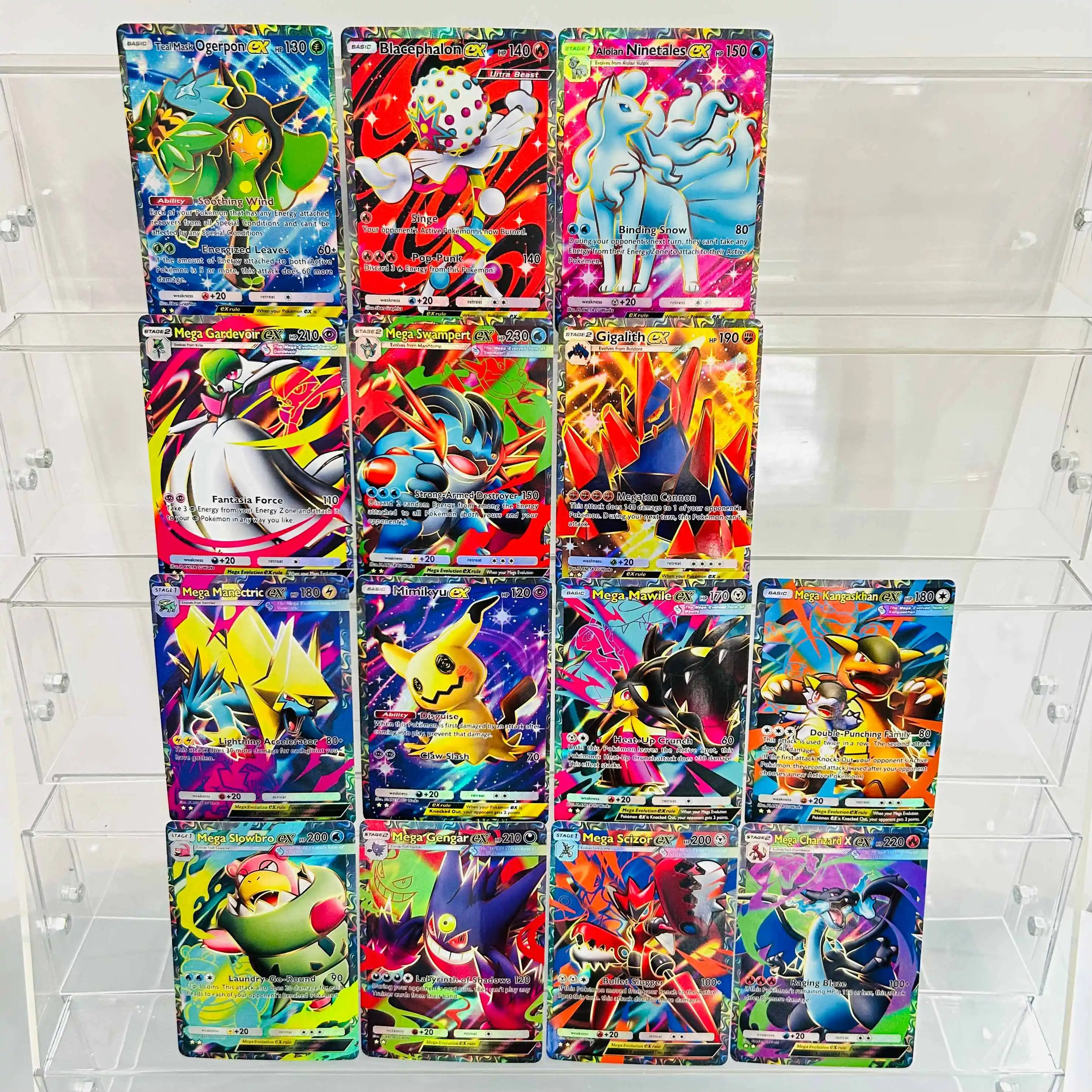 Alolan Ninetales EX English DIY Card with Holographic Texture, Perfect Condition Premium Anime Collection Card