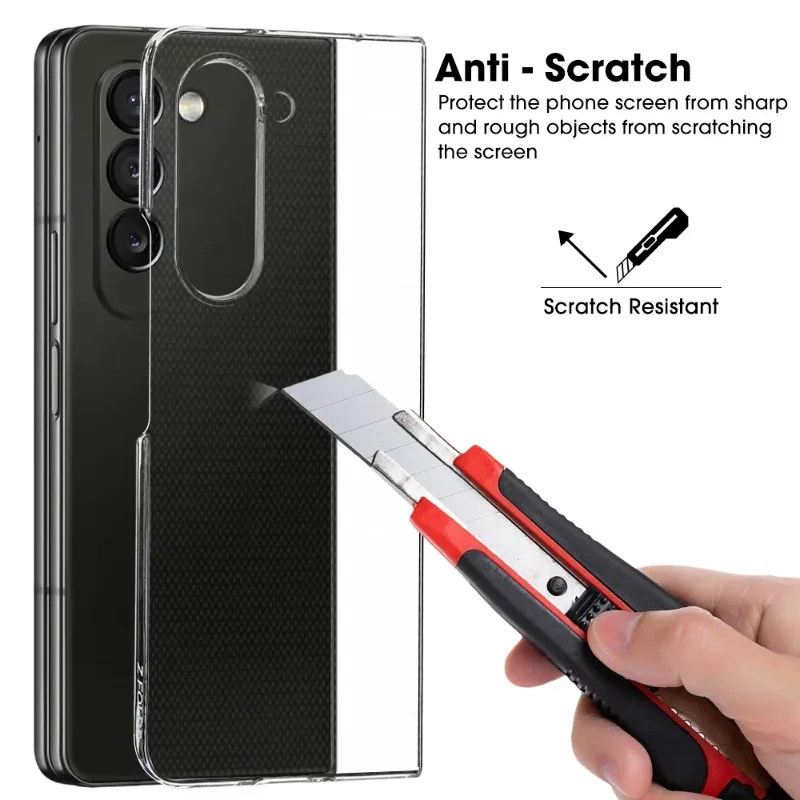 Transparent Phone Case for Samsung Galaxy Z Fold 5 Clear Slim Shockproof Protective Cover Clear Slim Fundas for Samsung Z Fold5