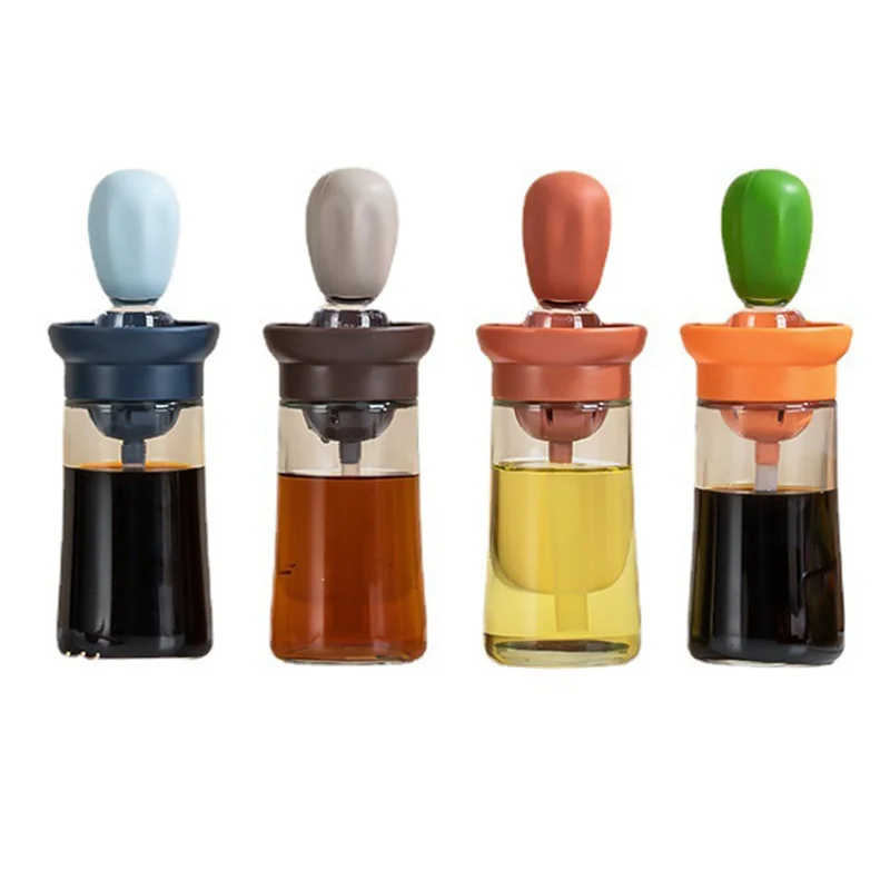 

AD30-4 PCS Silicone Brush Oil Cruet Bottle Pastry Brush As Shown Novel Kitchen Accessories For Barbecue Cooking Grill Culinary