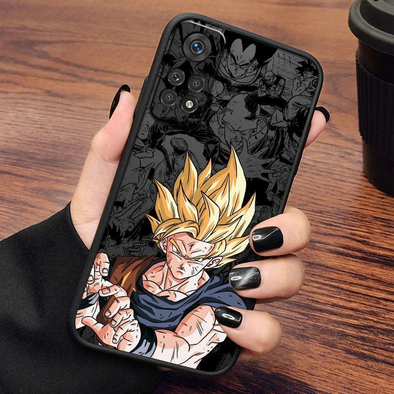 Capa de Telefone Translúcido Fosco, Anime D-Dragon Ball, Son Goku, Redmi Note 13, 12, 12S, 12T, 11, 11T, 11E, 10, 10S, 9 Pro Plus, 5G