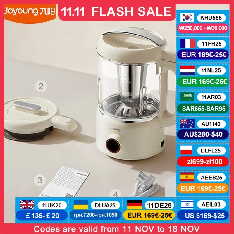 Joyoung 220V Electric Blender DJ12P-D680 15000RPM Wall-Breaking Soymilk Maker Dual-Use Lid Smart Health Preserving Pot 1200ML