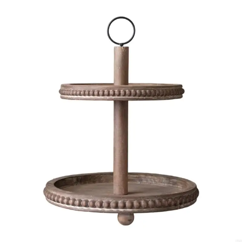 Two Level Wooden Tray Stand for Tabletop Display and Small Item Storage JOMD