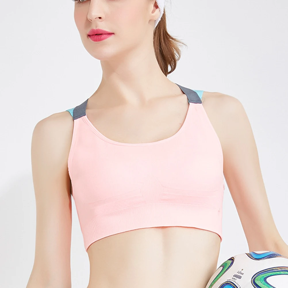 

Women Sports Bra Breathable Shockproof Cross Back No Steel Ring for Gym Yoga Fitness Running Jogging Size M Pink