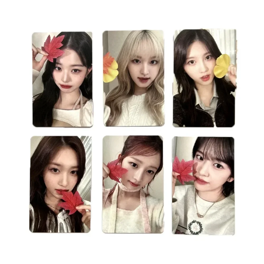 6Pcs KPOP Female Idols Group Photocards Cute Autumn Maple Leaf Series Selfie Card Postcard LOMO Cards for Fans Collection