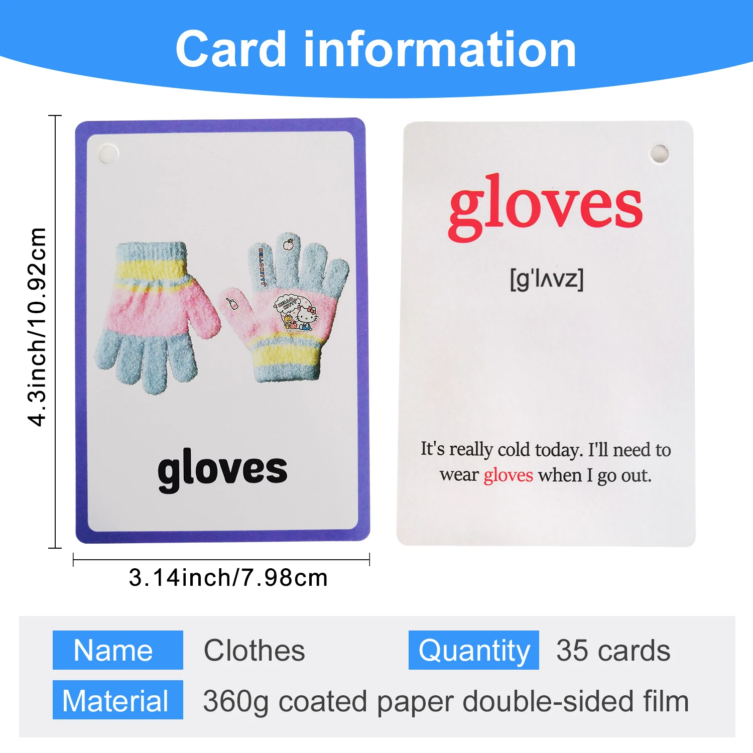 35Pcs Clothes Theme English Flashcards for Kids Children Double Side Vocabulary Educational Cards Learning Toys Teaching Aids