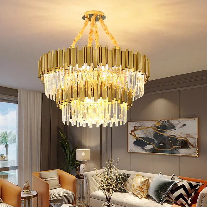 

Royal Modern Luxury Gold E14 Led Pendant Lights Dining Room Lustre Crystal Led Droplight Indoor Lighting Suspend Lamp Fixtures