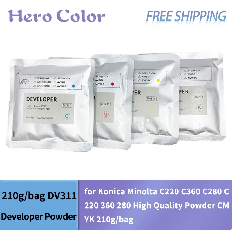 1PCS DV311 DV 311 Developer Powder Compatible for Konica Minolta C220 C360 C280 C 220 360 280 High Quality Powder CMYK 210g/bag