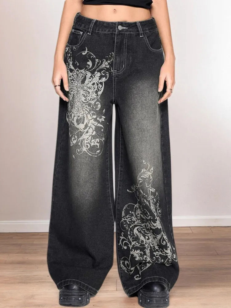 

Women High Waist Wide Leg Jeans Shiny Straight Pants Long Palazzo Casual Trendy Trousers 2025 Spring Autumn Winter New Trousers