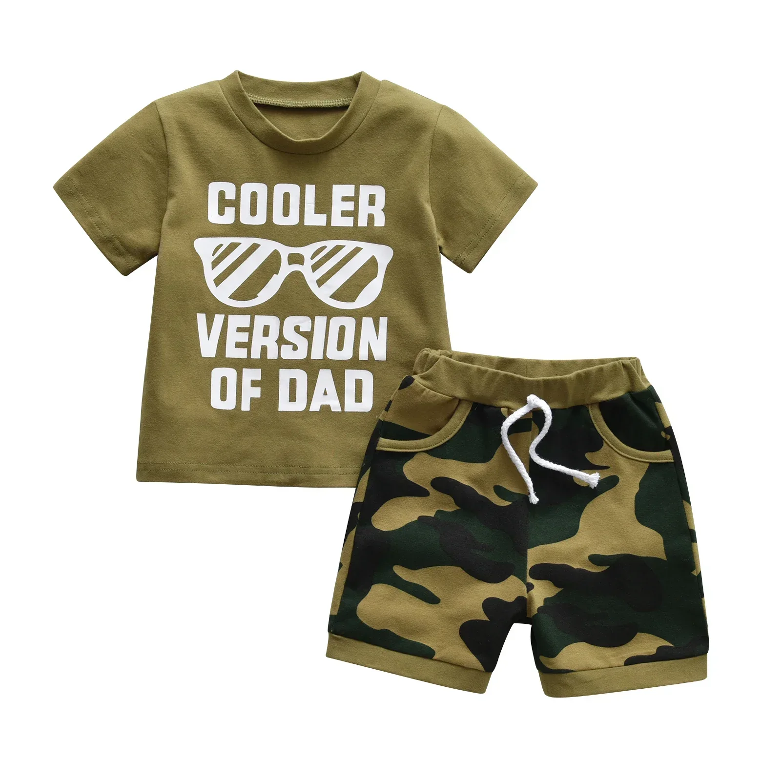 

Summer Toddler Baby Boy Casual Clothes Set T-shirt with Letters + Camouflage Shorts 2pc Outfits
