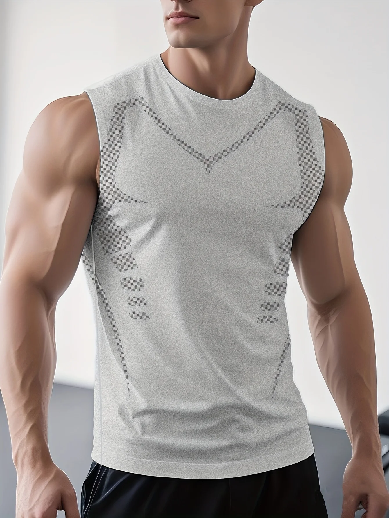 

Men's high-elasticity quick-drying vest, sleeveless sports vest, suitable for fitness, cycling and running