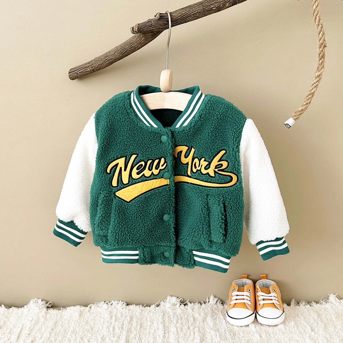 New Winter Clothes Infant Boys Girls Berber Fleece Jacket Baby New York Coat Thick Warm Infant Top Kids Sweater Clothing