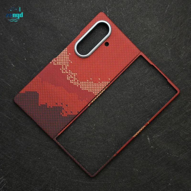 

For Samsung Z Fold7 Kevlar Fiber Magnetic Flip Case - Ultra-Thin Carbon Fiber Design Sunrise Sunset Gradient Protective Cover