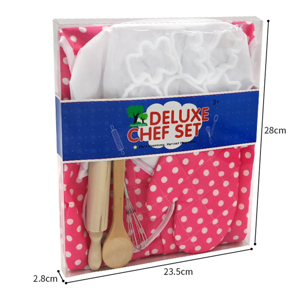 13Pcs Kids Kitchenware Set Role Play Cooking Game with Wearable Apron Oven Mitts Utensils Complete Baker Experience