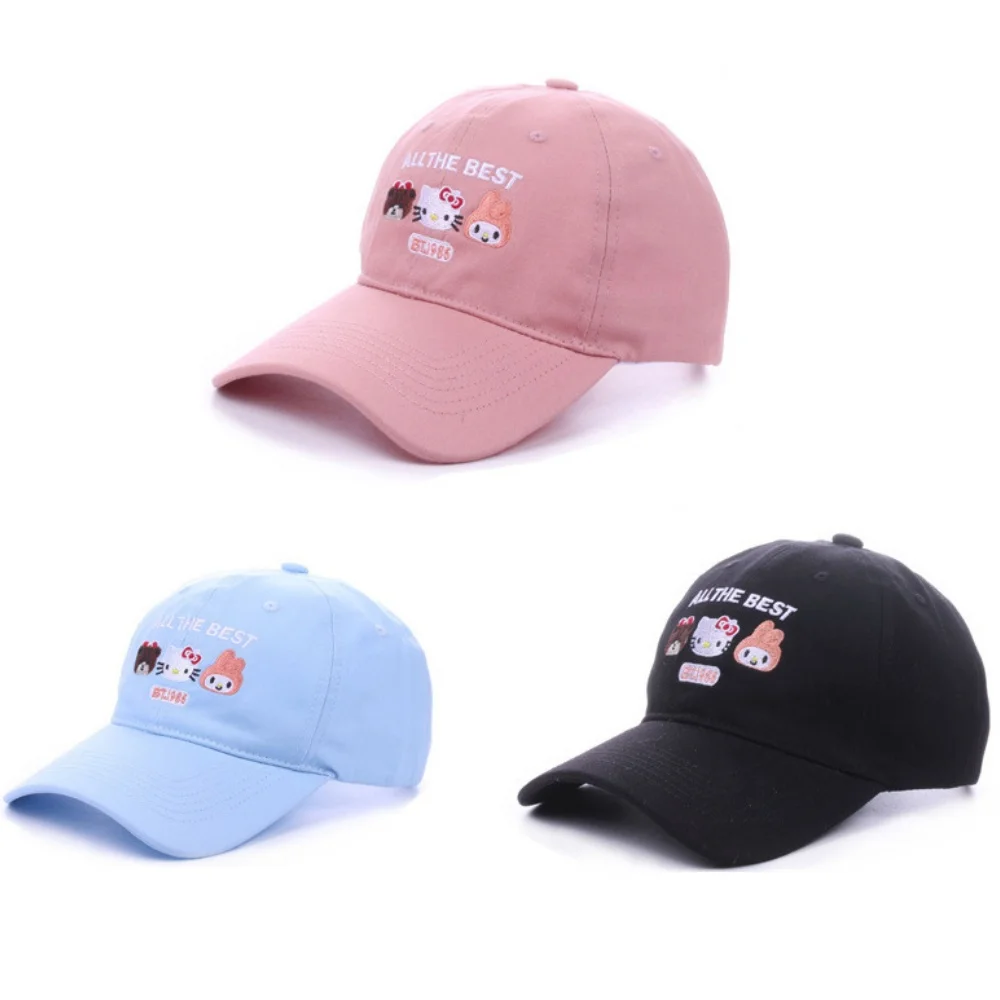 

Kawaii Anime Sanrio Hello Kitty Adjustable Baseball Caps Cartoon Kt Cat Student Embroidery Sports Duckbill Hat Girls Gifts