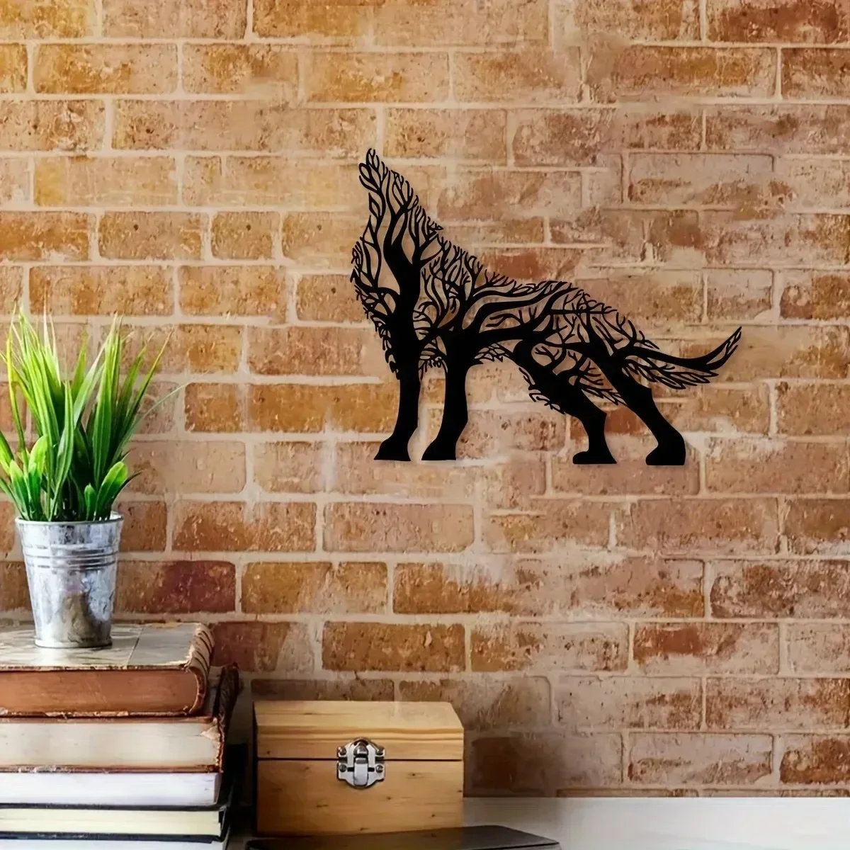 Tree Branch Wolf Isomorphic Iron Home Decor Interior Decoration Great Choice for Living Room Wall Decoration 11.81*9.56inch Home