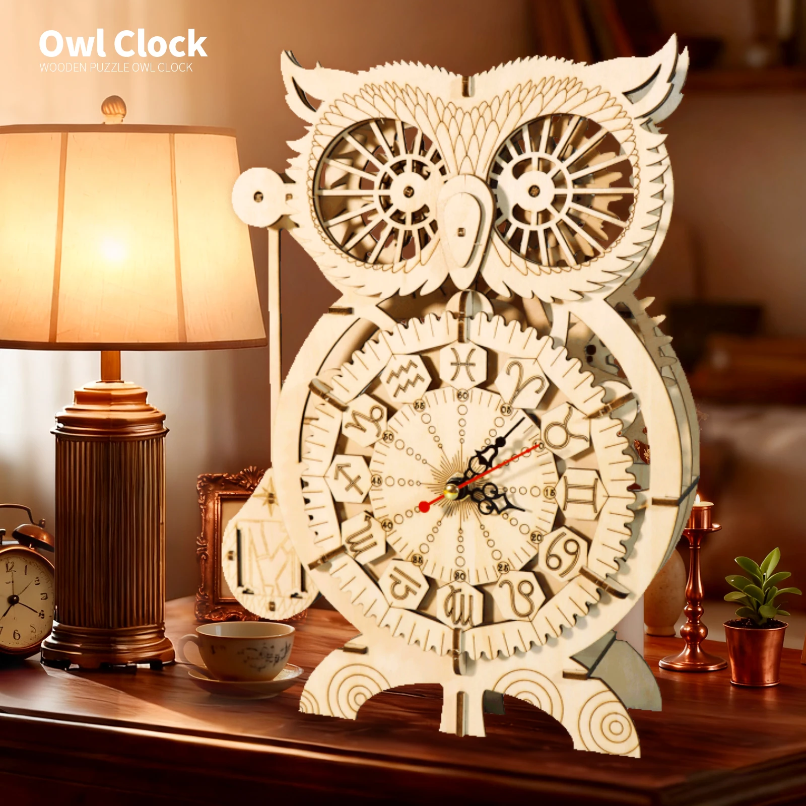 

Music Park 3D Wooden Puzzles For Adults Owl Clock Mechanical Model Kits To Build Handmade Craft Unique Christmas Gifts