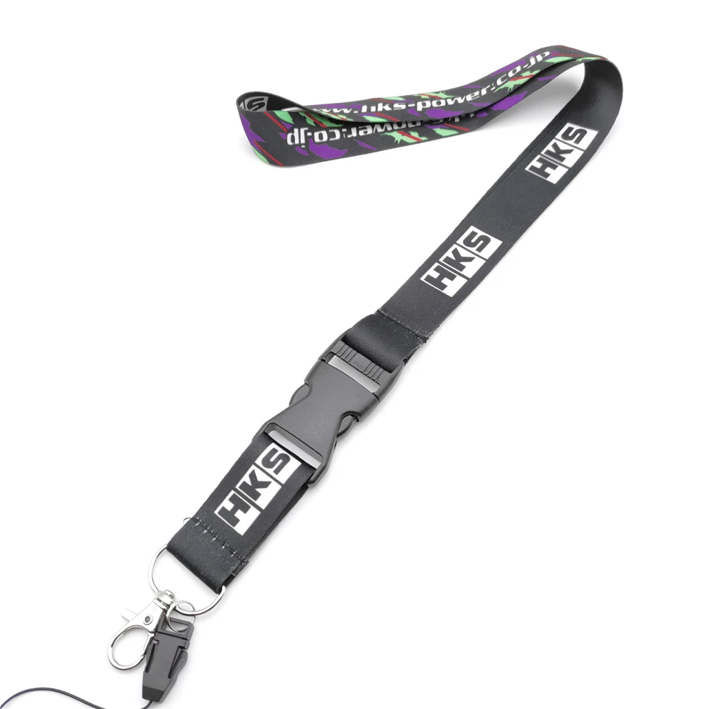 1PCS JDM Racing Style HKS Modification Parts Power Removable Lanyard Car Keychain Work ID Holder Mobile Neck Strap Quick Release