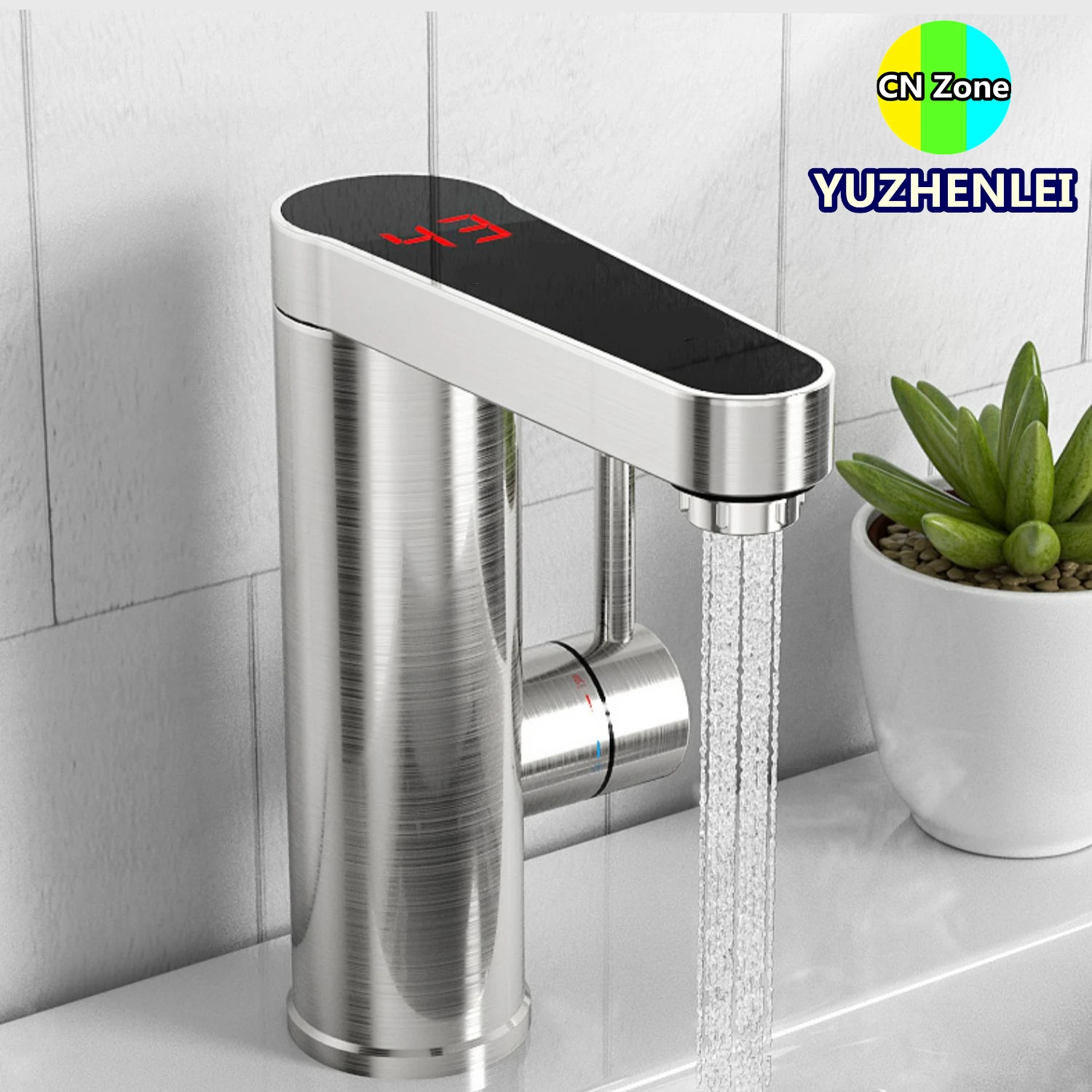 

Stainless Steel Instant Hot Water Tap Electric Fast Faucet Heater Tankless Heating 3.4kw Kitchen Washroom Balcony Cold-hot dual-