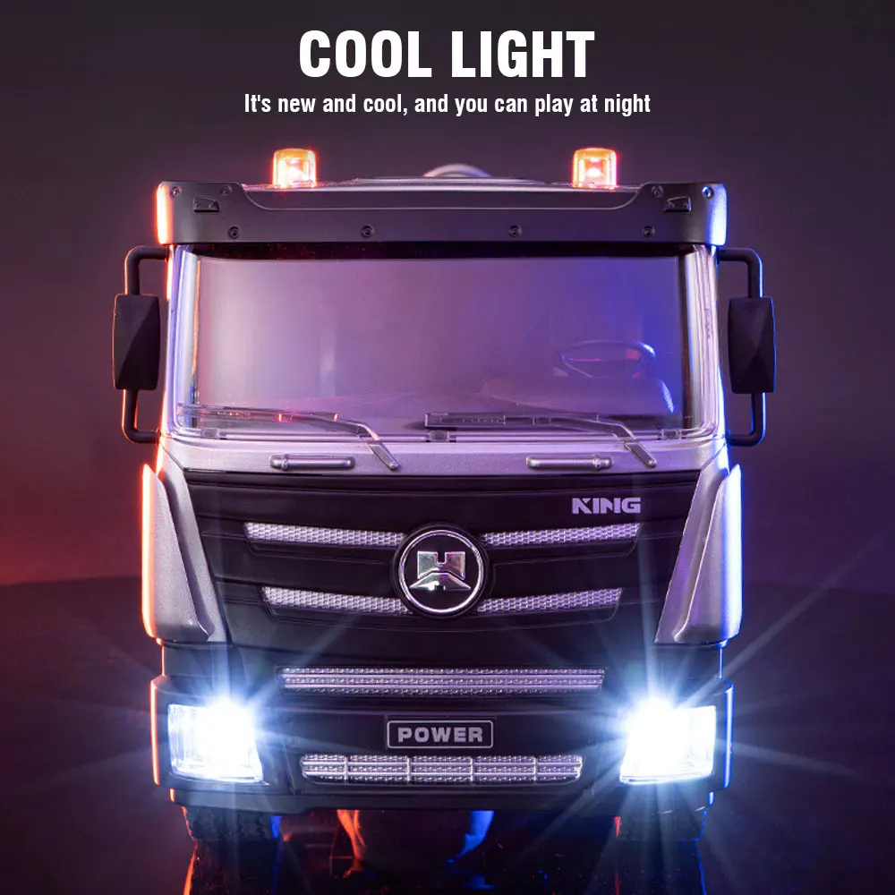 Huina 1/18 rc caminhão basculante simulação engenharia caminhões basculantes 2.4g 9ch carro de controle remoto com luzes meninos brinquedos presentes natal