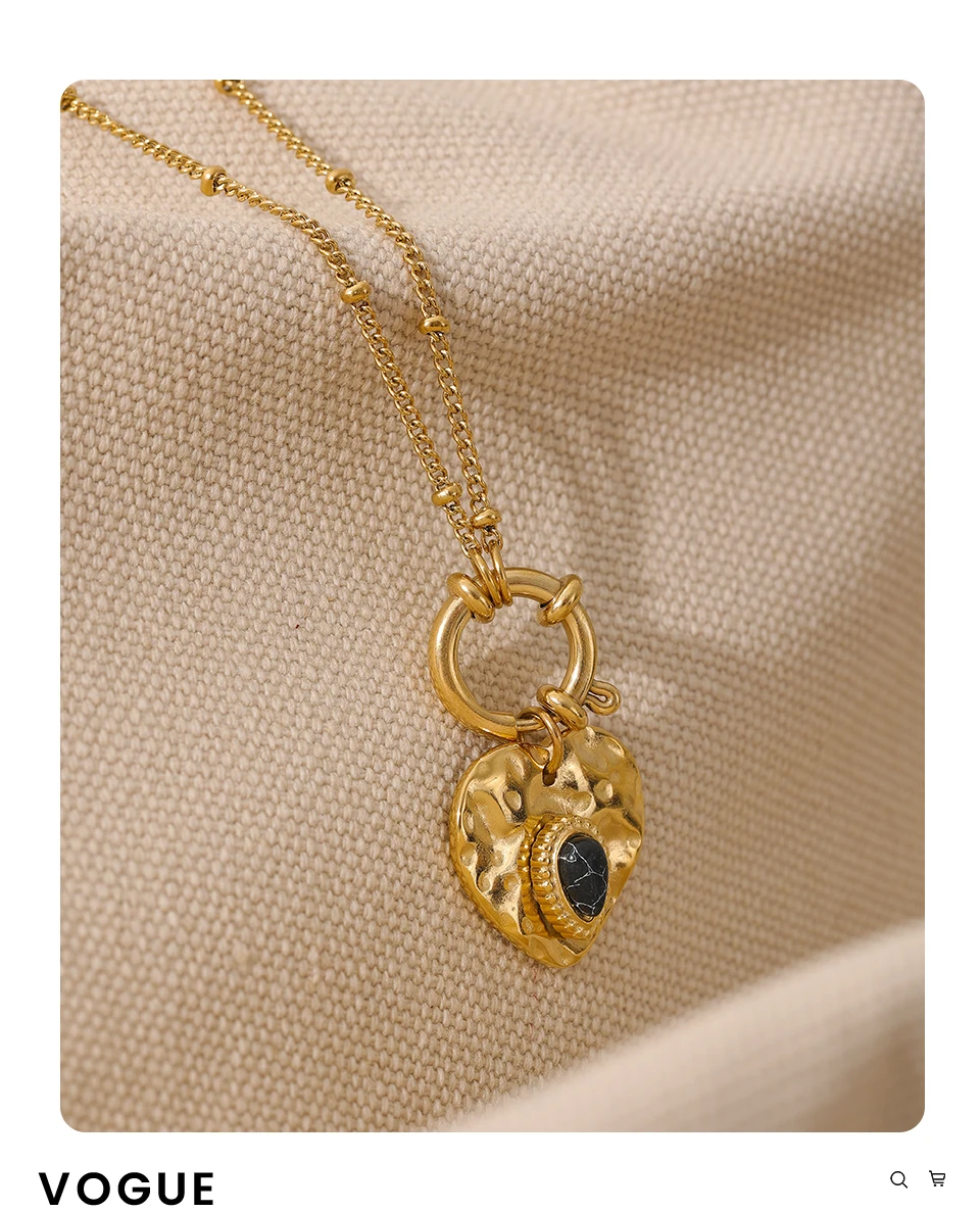 Yhpup Charme Vintage Metall Herz Anhänger Edelstahl Halskette Goldene Kette Kragen Mode Frankreich Trendy Schmuck Bijoux Frauen – Detail 8