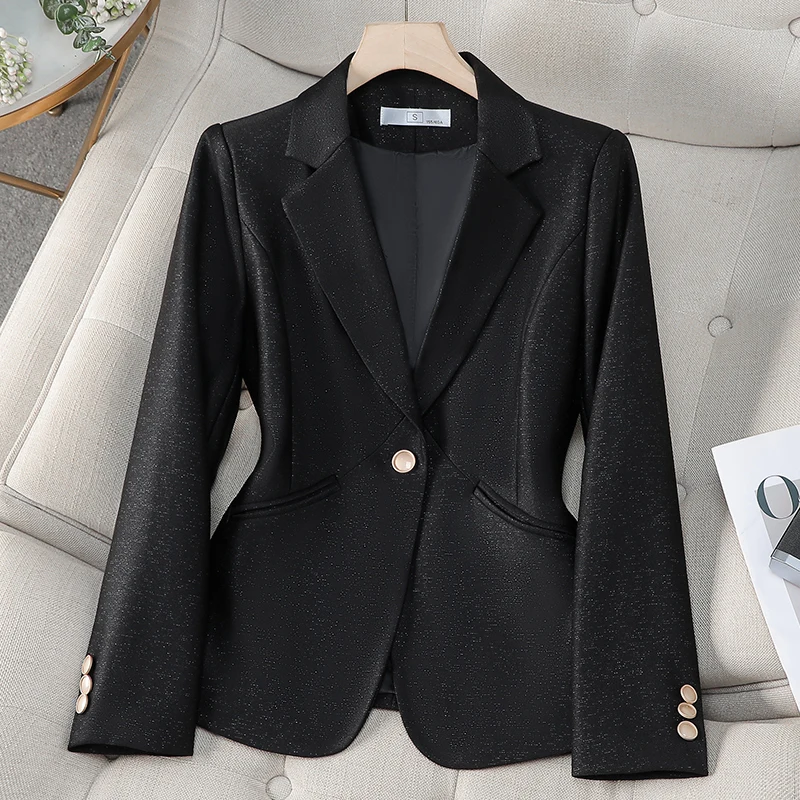 NAVIU 2025 New Spring Pink Blazer Women Fashion Temperament Casual Long Sleeve Professional Jacket Office Ladies Work Coat Black