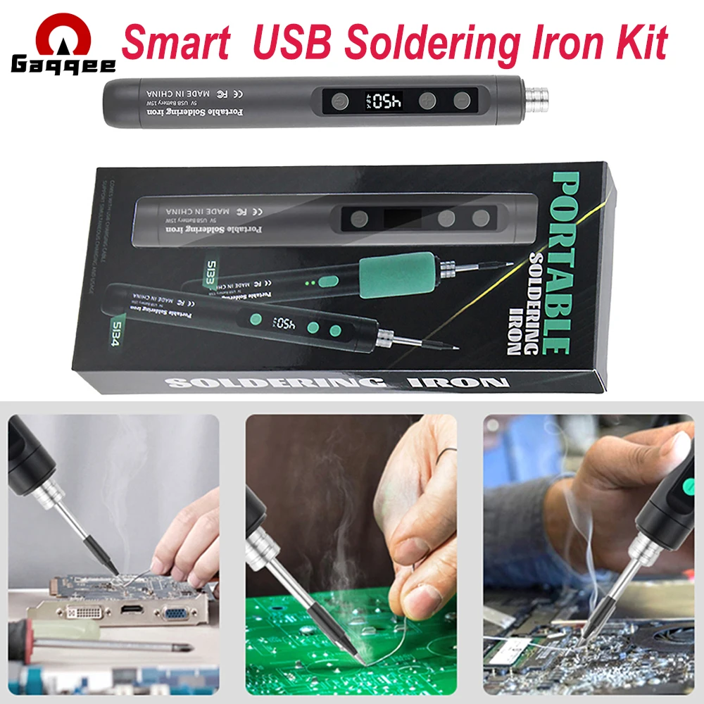 

Portable Cordless Soldering Iron Kit with Adjustable Temperature 200-450℃ Type-C USB Charging for Electronics Repair