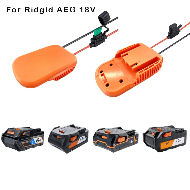 Hyper-Adaptador de ruedas de alimentación de batería de iones de litio DIY para Ridgid AEG, conector de alimentación de muelle de 18V, convertidor