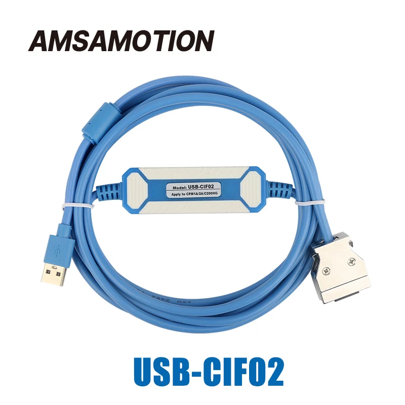 AMSAMOTION USB‑CIF02 CQM1‑CIF02 Programming Cable Compatible for Omron CPM1 CPM1A CPM2A CQM1 C200HX HS HE HG SRM1 Series PLC