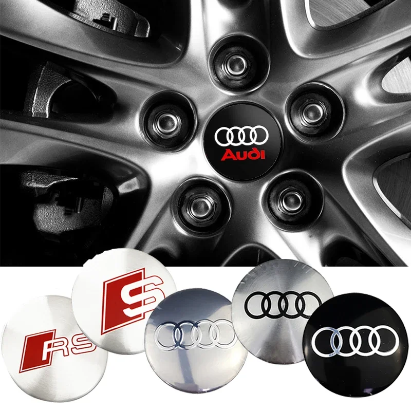 

4pcs 56mm car hub sticker center hat badge car logo sticker Hua Lun sticker Audi S line quattro RS A1 A3 A4 A5 A7Q3 Q5 Q7 S3.
