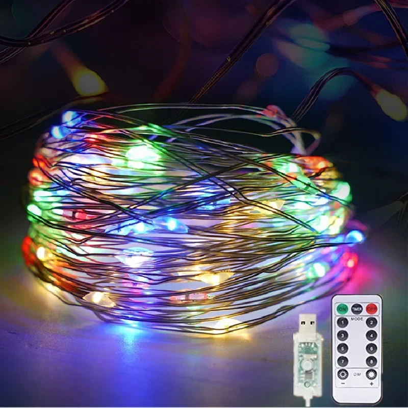 USB LED Christmas String Light 5M/10M/20M/30M Remote Control 8 Modes Fairy Garland for Wedding Holiday Party Decor New Year