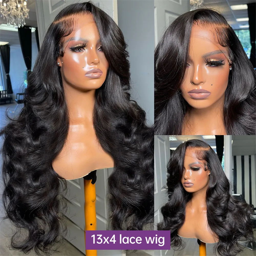 Perruque Lace Front Wig Body Wave brésilienne naturelle, cheveux humains, sans colle, 13x4 HD, 13x6, en solde, pour femmes