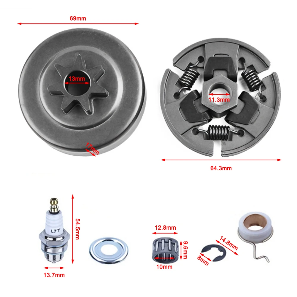 Chainsaw Sprocket and Clutch Kit 3/8 Washer E Clip for MS017 MS018 MS170 MS180 MS250 Bearing Worm Gear Spare Parts
