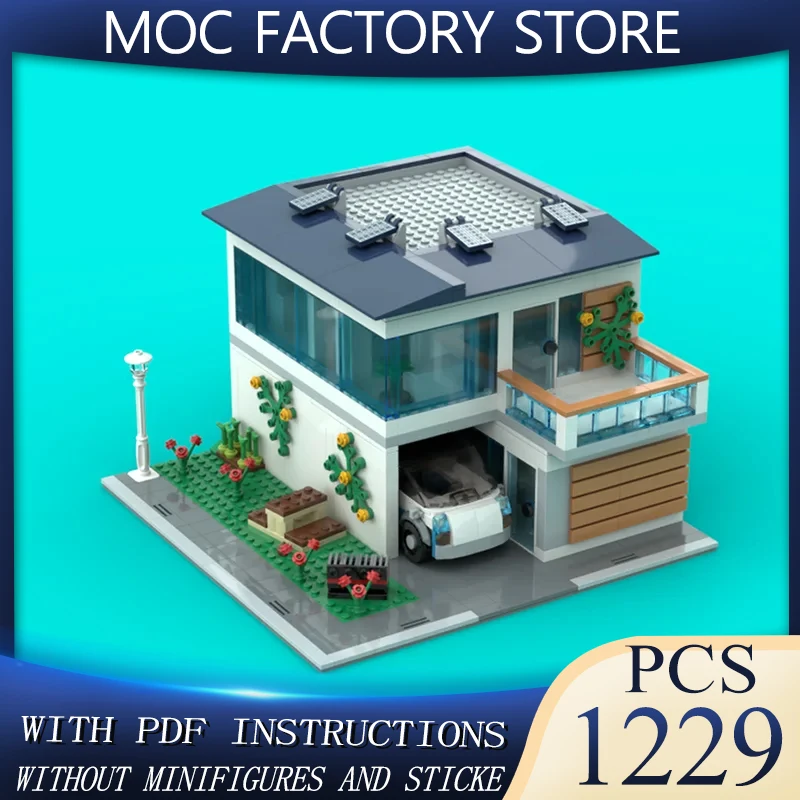 Street View Modello Moc Building Blocks Casa di famiglia moderna Modello Tecnologia Mattoni Assemblaggio fai-da-te Giocattolo da costruzione Regali di festa