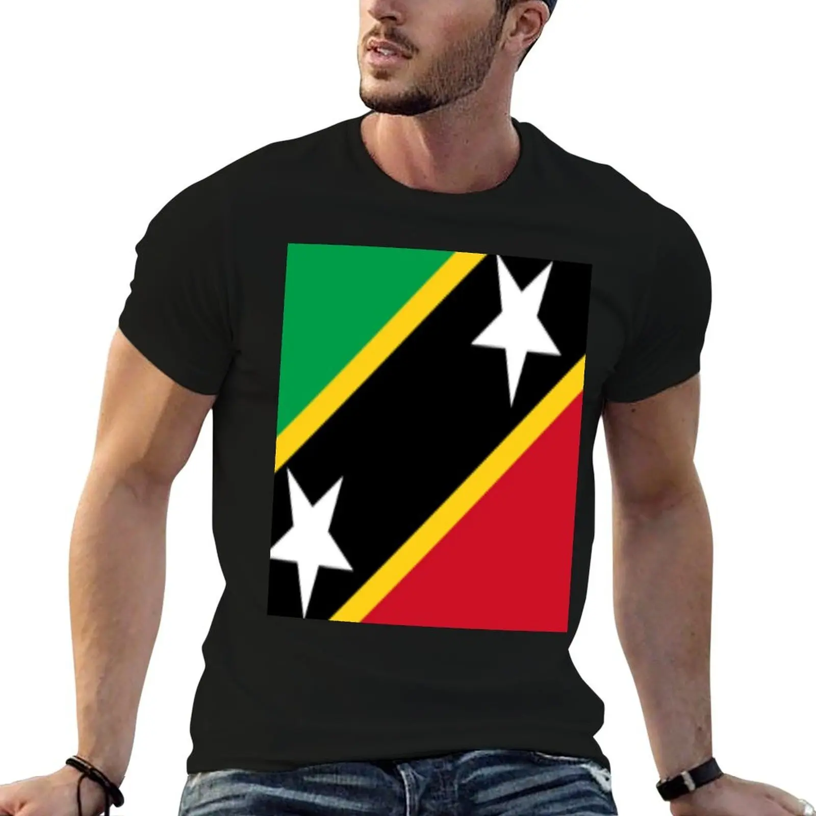 

St. Kitts & Nevis T-Shirt black cotton t-shirt plain for man package t shirt man plain T-Shirt