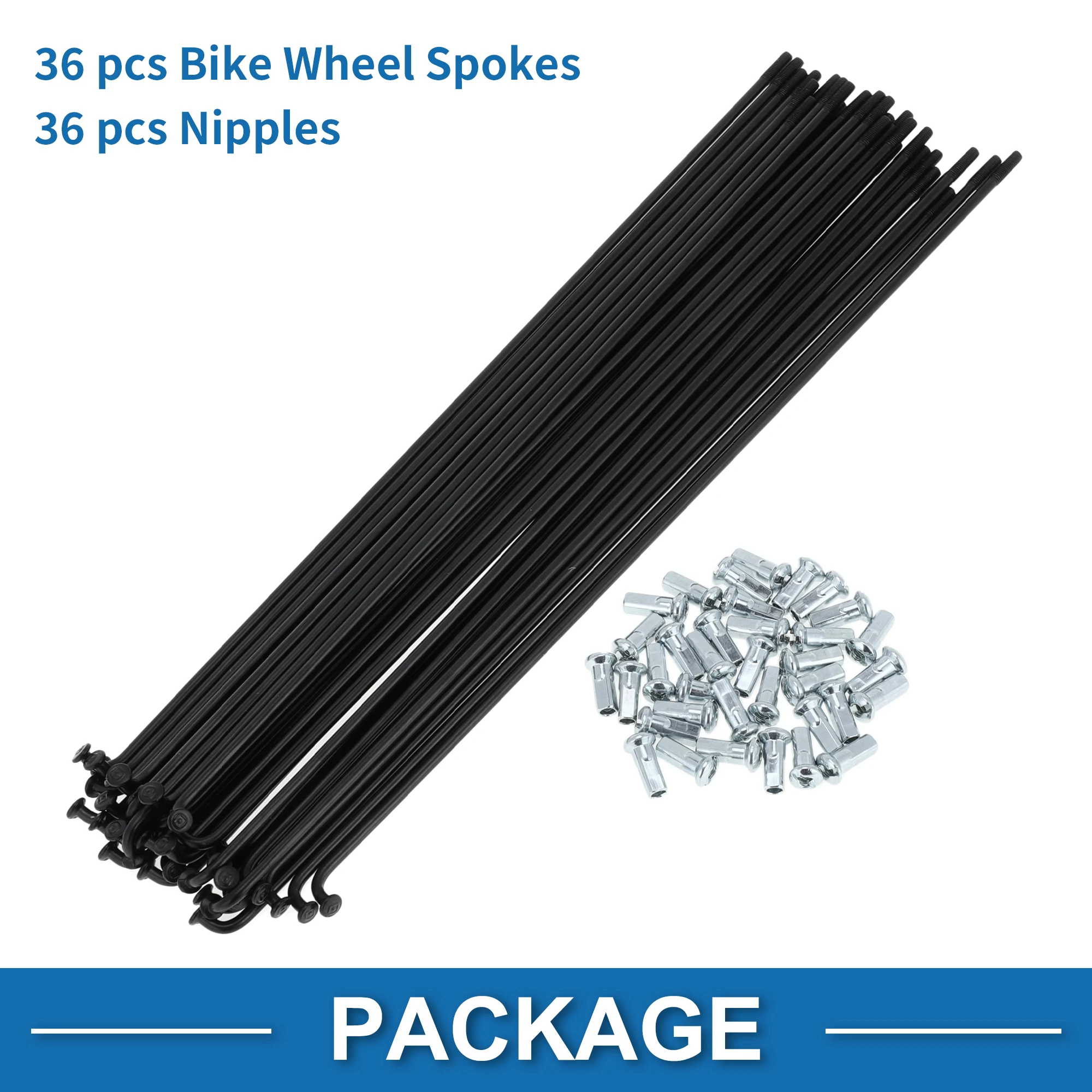 X Autohaux Fahrradspeichen 12G 125/134/136/155/160/170/175/183/185 mm Länge Fahrrad-Radspeichen Ersatzteile Kohlenstoffstahl Schwarz