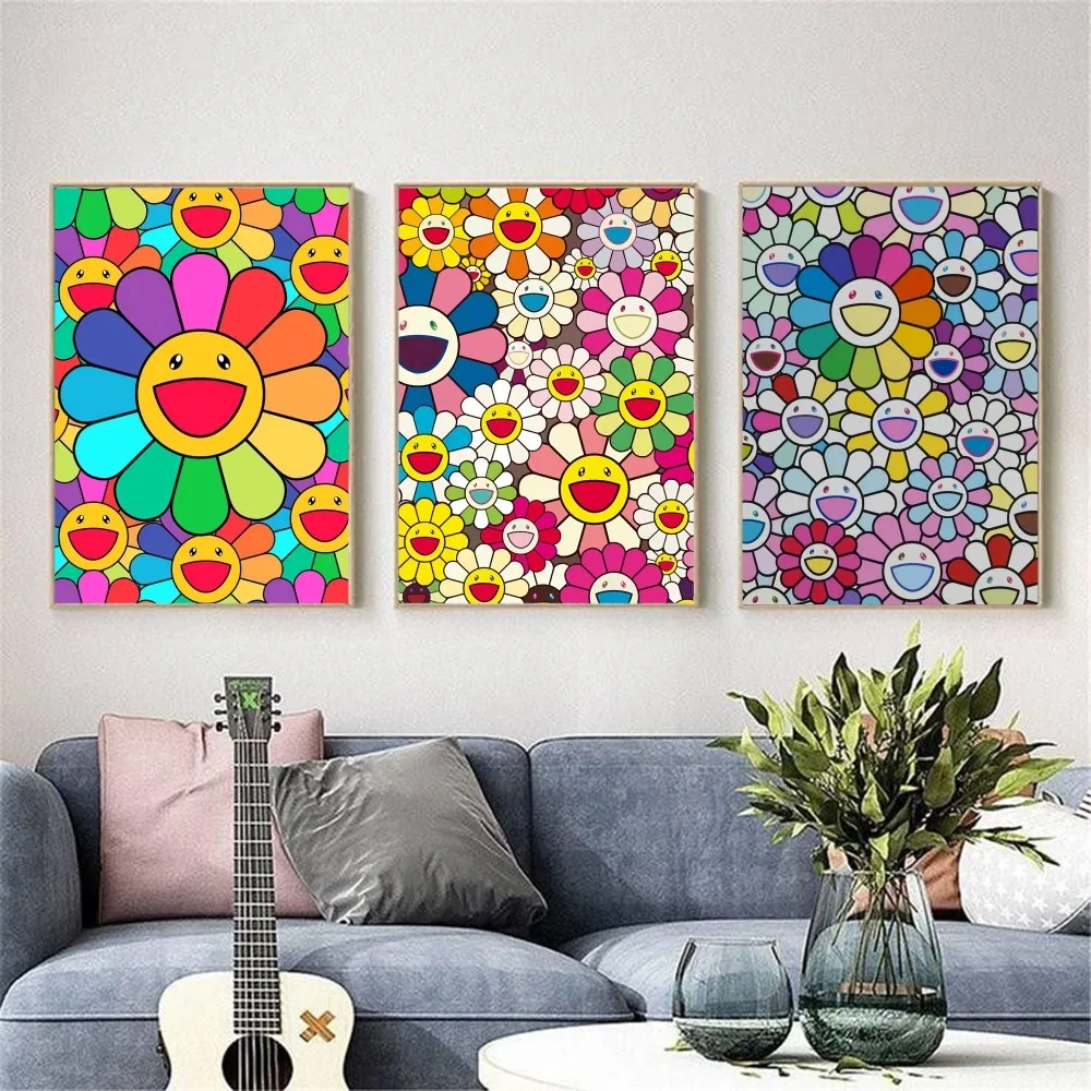 Art M-Murakami T-Takashi Flower Poster HD art sticky wall waterproof home living room bar decoration