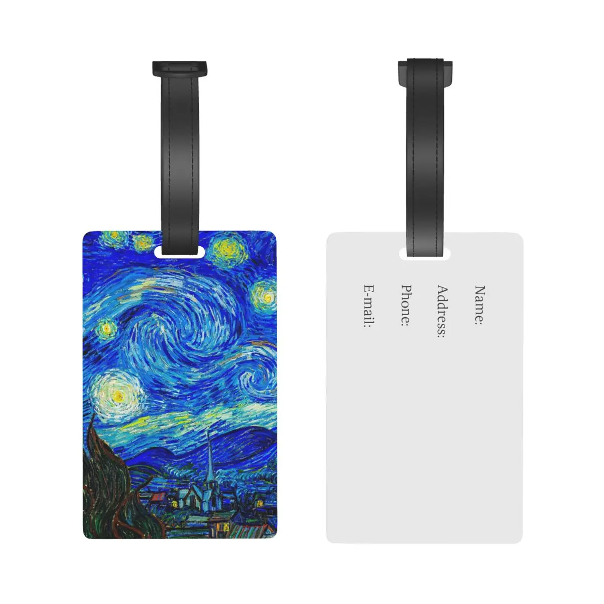 Starlight Night Van Gogh Luggage Tags Suitcase Accessories Travel PVC Baggage Boarding Tag Portable Label Holder ID Name Address