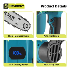 Newbeny 12 بوصة قابلة لإعادة الشحن لاسلكي فرش كهربائي بالمنشار النجارة حديقة تشذيب المنشار أداة لبطارية ماكيتا 18 فولت أعلى 12 مبيعات منشار كهربائي قابل للتمديد - رقم 11