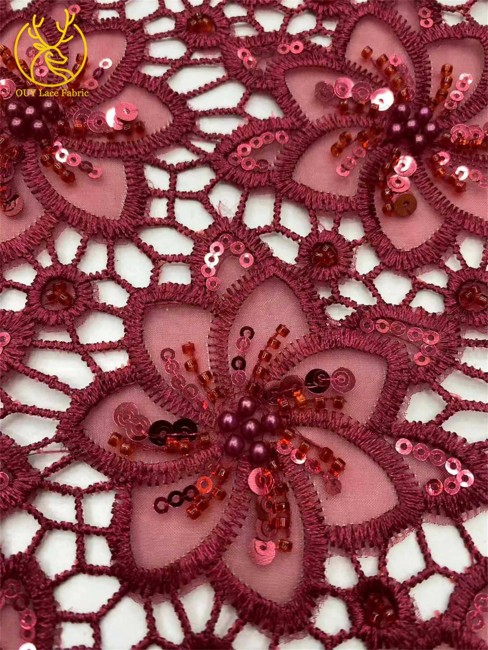 Hot Sale African Water Soluble Rope Lace Fabric African Lace Fabric 2025 High Quality Nigeria For Wedding French Lace Fabrics