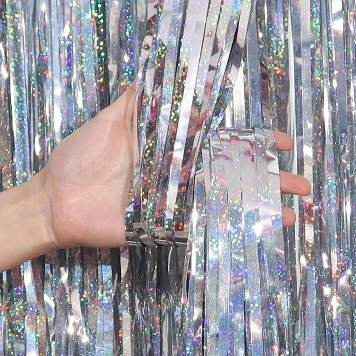 1 قطعة الملونة الليزر المطر الستار احباط هامش الترتر حفلة عيد ميلاد خلفية جدار الزفاف الديكور