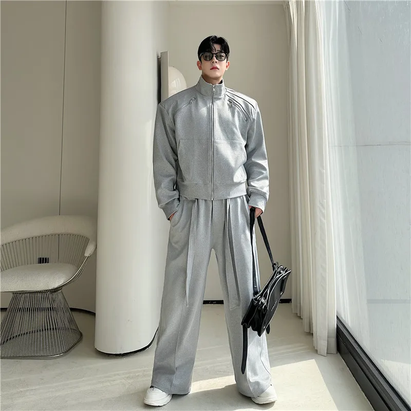 

Spring 2025 Men's Casual Sportswear Set with Sa Design Knitted Long Sve Hoodie And Pants Trendy Individuatic owstopper