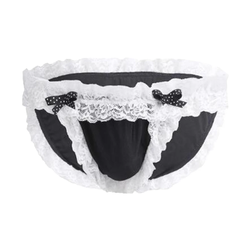 

Sexy Sissy Mens Pink Underwear Lace Brim Briefs Pouch Lingerie Bikini Bottom Soft Underpants Male Erotic Panties Gays Clothes