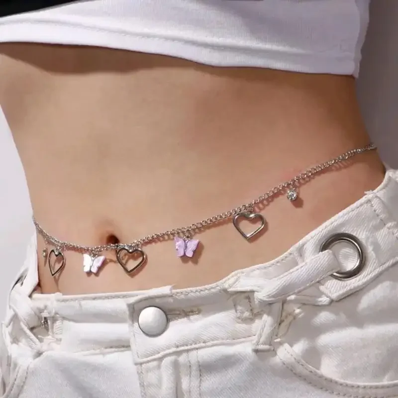 سلسلة خصر على شكل فراشة مجوفة على شكل قلب للنساء مجوهرات وإكسسوارات الحفلات هدايا